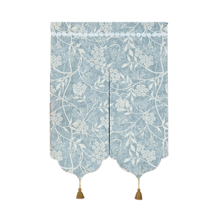 法式提花门帘家用高级感卧室隔断帘免打孔氛围感布艺半帘遮挡帘子