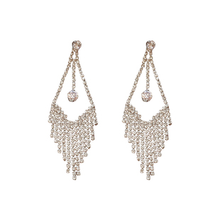 闪钻名媛气质流苏耳环2025新款爆款高级感耳钉夸张耳坠礼服耳饰女