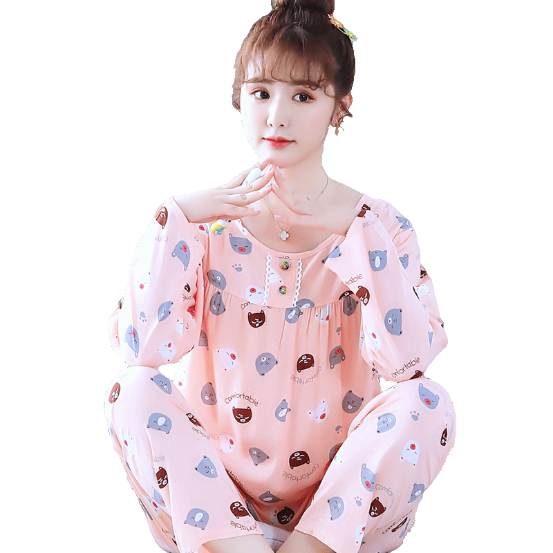 棉绸新款套头可爱甜美女士睡衣