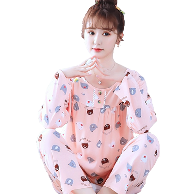棉绸新款套头可爱甜美女士睡衣