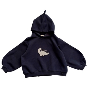 洋气灯笼袖~男童恐龙刺绣韩版连帽卫衣2026春季新款宝宝可爱上衣