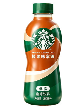 星巴克咖啡星小咖迷你便携低脂榛果拿铁咖啡瓶装饮料200ml