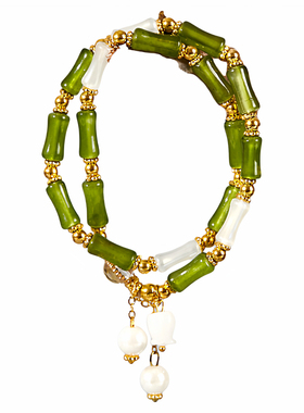 竹节铃兰花新国风玉石手串