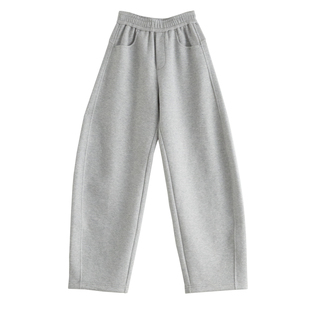 奕兮小个子灰色运动裤宽松卫裤高腰阔腿裤显瘦香蕉裤休闲弯刀裤女