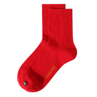 schiesser舒雅袜子男女士中厚棉袜本命年红色鸿运年年有余中筒袜