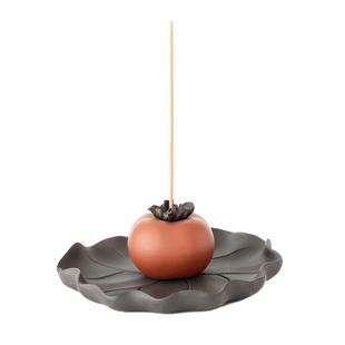 柿子线香底座香插熏香炉家用室内沉香陶瓷檀香点香托盘香座香盘