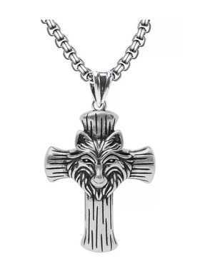 不褪色做旧嘻哈复古霸气十字架项链男女小众高级吊坠重工项链配饰