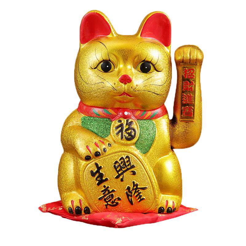 金色电动摇手招财猫开业送礼摆件