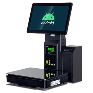 AI智能自动识别安卓触摸收银秤超市水果店打印标签称重条码电子秤