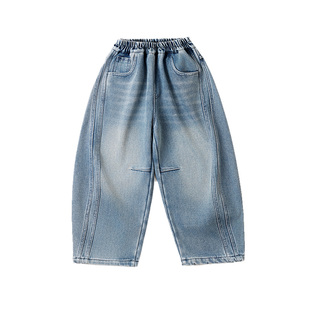 【烈儿超值年货节】皇室童缘糯米牛弯刀牛仔裤男女童加绒裤子