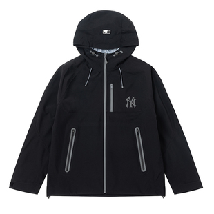 MLB冲锋衣26新款男女NY老花大标外套情侣运动连帽夹克3AWJM0361