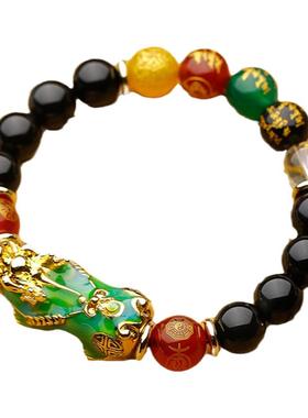 灵机麦玲玲黑曜石皮丘貔貅手链男女情侣一对手串