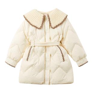 笛莎官方童装女童小香风羽绒服冬季新款大童女孩儿童洋气加厚外套