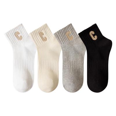 夏季短袜薄款字母纯棉吸汗透气