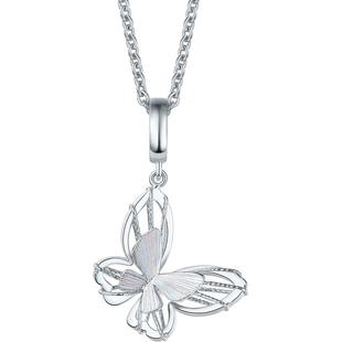 周六福PT950铂金吊坠女款蝴蝶结简约精致拉丝设计官方礼物送女友