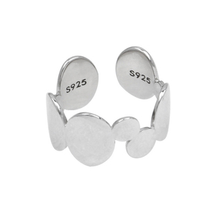 发条橘子 通体925银叠戴风戒指可调节情侣爱心戒指吊坠小众高级感