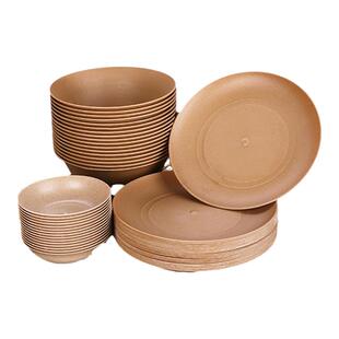 炭小街一次性餐具套装露营户外烧烤碗筷碟盘杯子组合饭店稻壳野餐