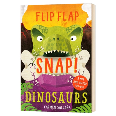鬼脸活动玩具书 恐龙 英文原版 Flip Flap Snap Dinosaurs 弹出式立体书 翻翻书 英文版儿童英语启蒙读物 精装 进口原版书籍
