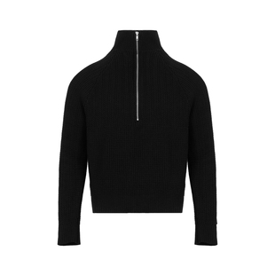 BK2026早春生活系列慵懒休闲风宽松老钱高领半拉针织直拉毛衣开衫