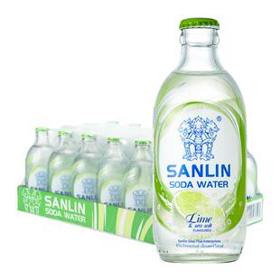 三麟苏打水无糖气泡水海盐青柠味苏打水335ml*24瓶整箱1件装