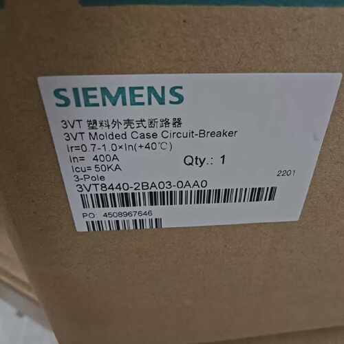 议价西门子3VT塑壳式断路器3 Pole 400A 3VT8440-2BA03-0AA0