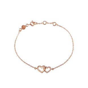 意大利OG心动系列925银镀金简约手链心连心送女友新年情人节礼物