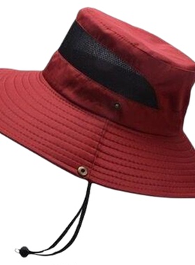 红色渔夫帽女士夏天帽子宽