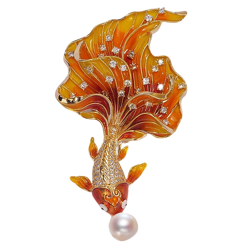 高级感淡水珍珠锦鲤胸针