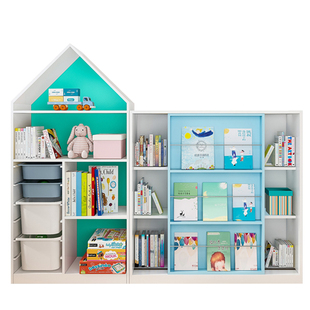 可比熊实木宝宝书架绘本架多层玩具收纳架儿童书柜收纳柜子置物架