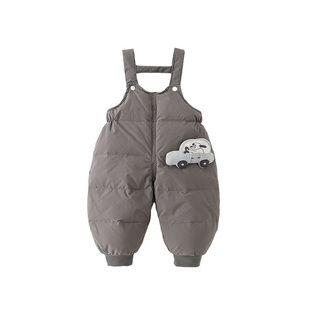 宝宝羽绒背带裤超萌卡通小童连体裤加厚保暖婴幼儿童长裤冬装外出