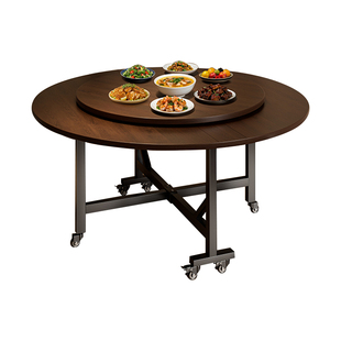 折叠餐桌家用圆形饭桌可移动折叠桌12人家用可折叠新款吃饭大圆桌