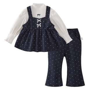 [7A抑菌]女童三件套儿童春装法式早春套装小童童装宝宝春季衣服