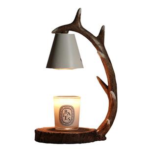 鹿角香薰融蜡灯卧室装饰复古香氛蜡烛台灯可定时调光无火熔蜡灯