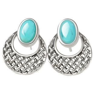 宫里上新绿松石耳饰女复古新中式国风耳环纯银耳钉生日礼物送妈妈