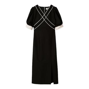 LILY BROWN春夏款 法式优雅经典撞色系带连衣裙LWFO231124