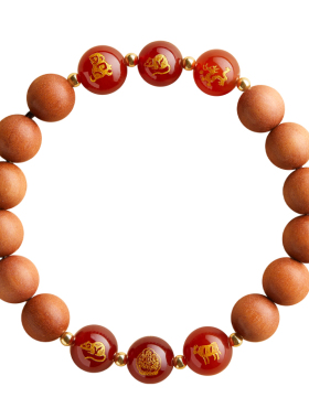 十二生肖本命佛桃木玛瑙新中式手