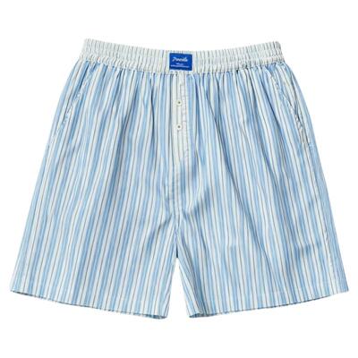 撞色纯棉夏季条纹男士短裤家居裤