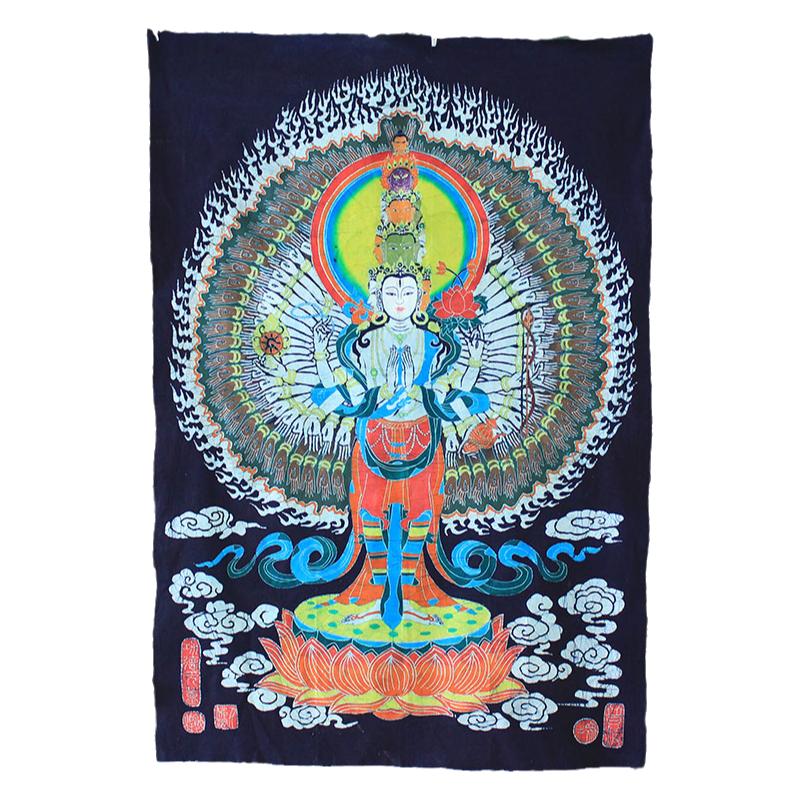 手工蜡染画加大号装饰画彩千手