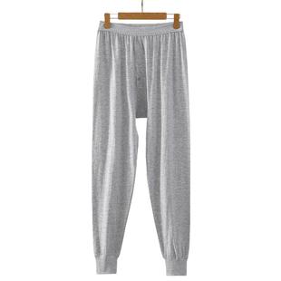 夏季薄款男士纯棉秋裤中老年爸爸超薄汗布棉线裤高腰大码老人睡裤