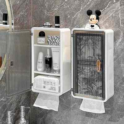 卫生间厕纸盒防水免打孔纸巾盒大容量浴室置物架壁挂洗脸巾收纳盒