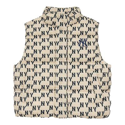 MLB官方 男女情侣老花满印羽绒马甲运动休闲潮新款DVM01