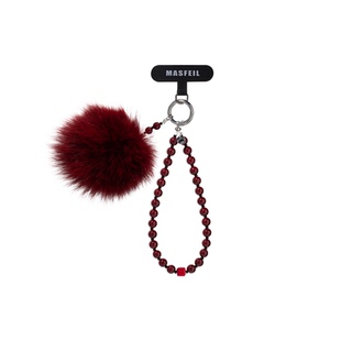 MASFEIL ×  红色毛绒心弦红珠手机挂链挂绳短款绳子适用苹果17手机壳配件包包挂件挂饰网红防丢迷你女生时尚