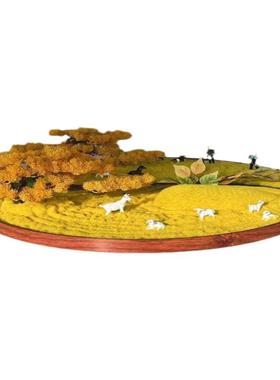 酒店餐桌转盘中间摆件餐厅圆桌仿真花装饰创意草原微景观造景摆台