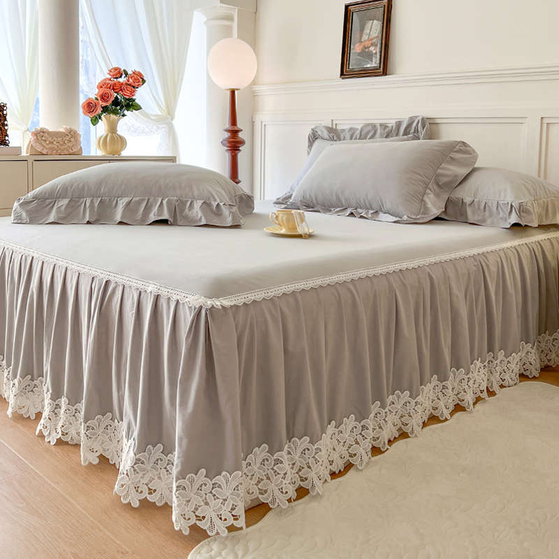 全棉床裙式床罩单件纯棉法式轻奢高档花边床单1.5米1.8x2.0m床套