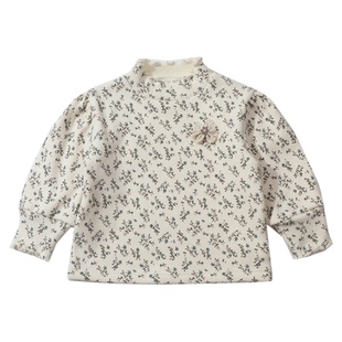 女童打底衫内搭2025秋冬新款灯笼袖一体绒洋气儿童加绒加厚卫衣