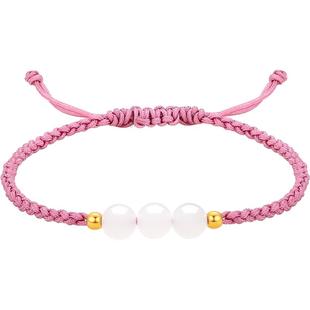 周六福和田玉手绳金镶玉白玉玉石编织绳三生三世手链新年礼物