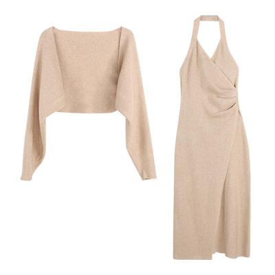 韩语琳空间法式高级感挂脖连衣裙