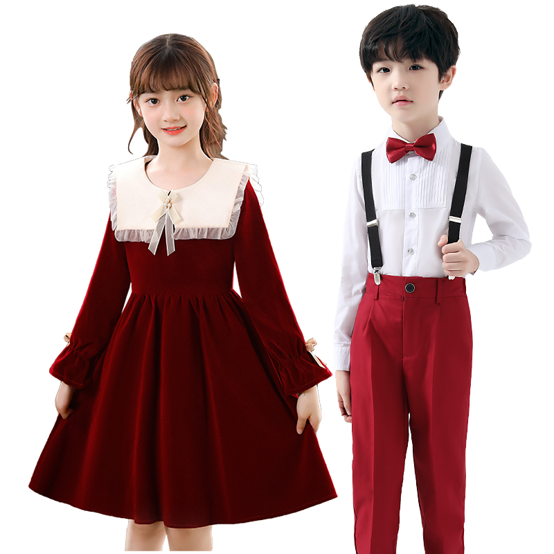 儿童合唱演出服小学生主持人女童舞蹈裙男童朗诵礼服元旦表演服装