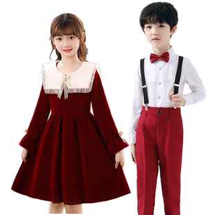 儿童合唱演出服小学生主持人女童舞蹈裙男童朗诵礼服元旦表演服装