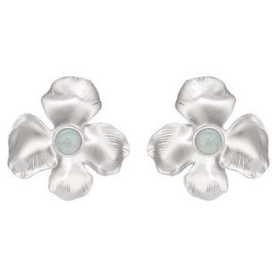 【立享88折】Neverfar花叙系列大鸢尾花耳环女款海蓝宝耳钉